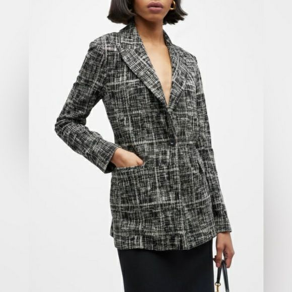 ROSETTA GETTY NEW! ETCHED PATTERN BLACK BLAZER JACKET SIZE M