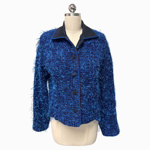 MARY LYNN O'SHEA HAND WOVEN ART TO WEAR BLUE JACKET SIZE S