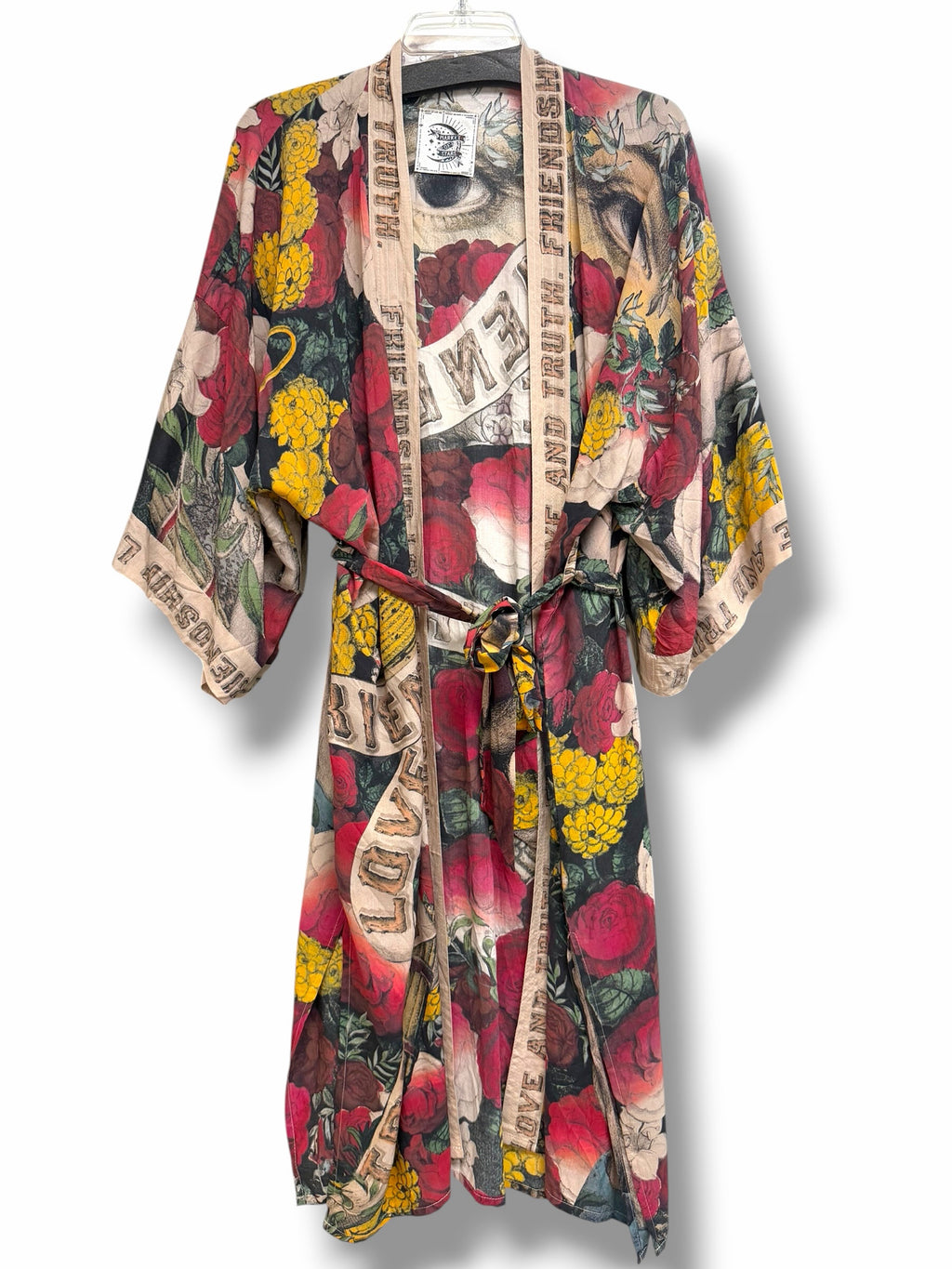 MARKET OF STARS FRIENDSHIP LOVE & TRUTH BAMBOO DUSTER KIMONO ONE SIZE