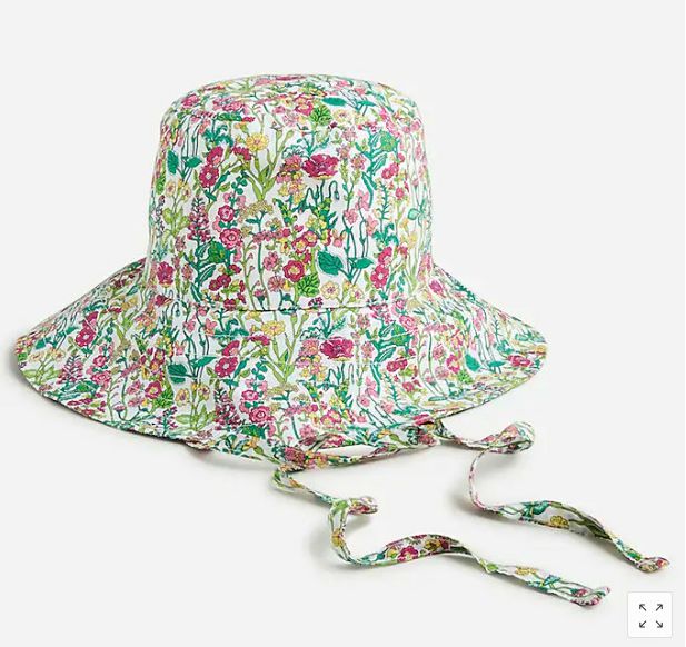 JCREW NWT! CANVAS BUCKET HAT WITH TIES IN LIBERTY FLORAL M/L