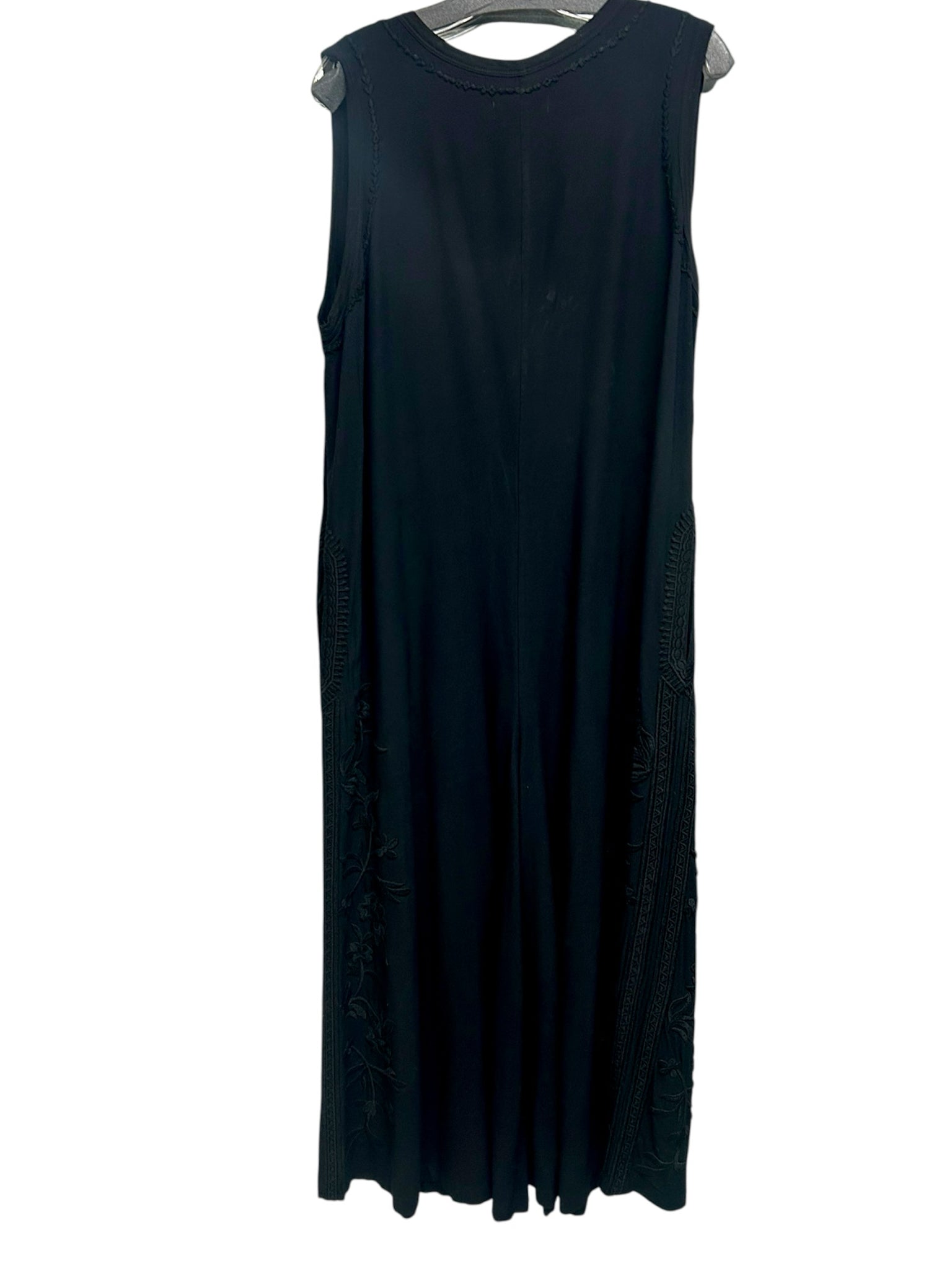 JOHNNY WAS HYTHE EMBROIDERED WIDE LEG BLACK JUMPSUIT SIZE LARGE PETITE