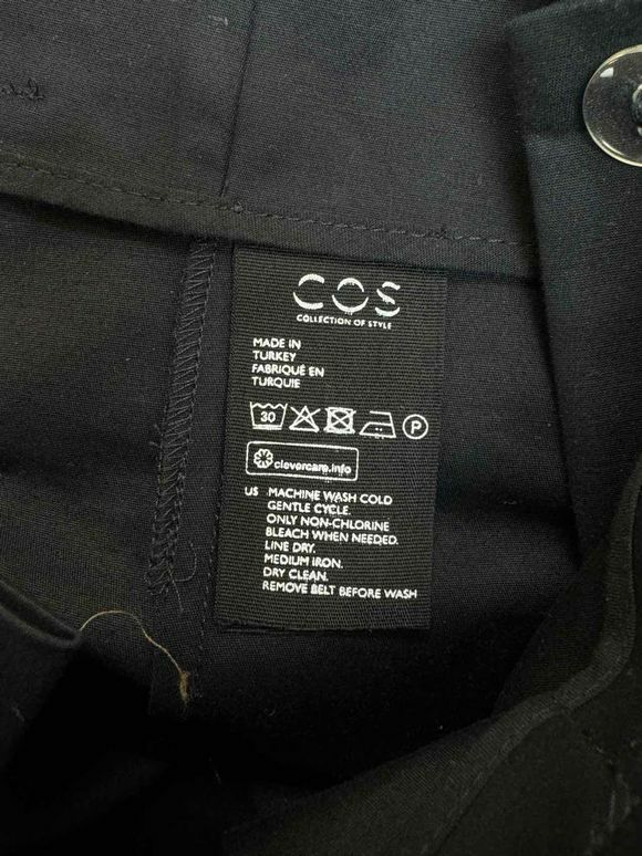 COS BELTED PAPERBAG TAPERED BLACK TROUSER SIZE 2