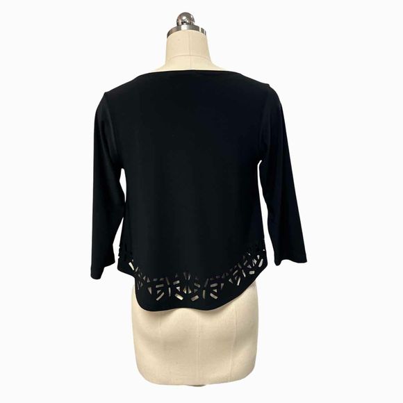 SYMPLI LASER CUT OUT SHORTY BLACK CROP TOP SIZE 4