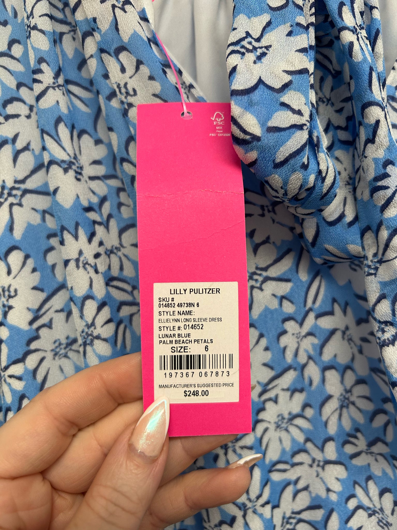 NEW WITH TAGS LILLY PULITZER ELLIE LYNN PALM BEACH BLUE PETAL PRINT SIZE 6