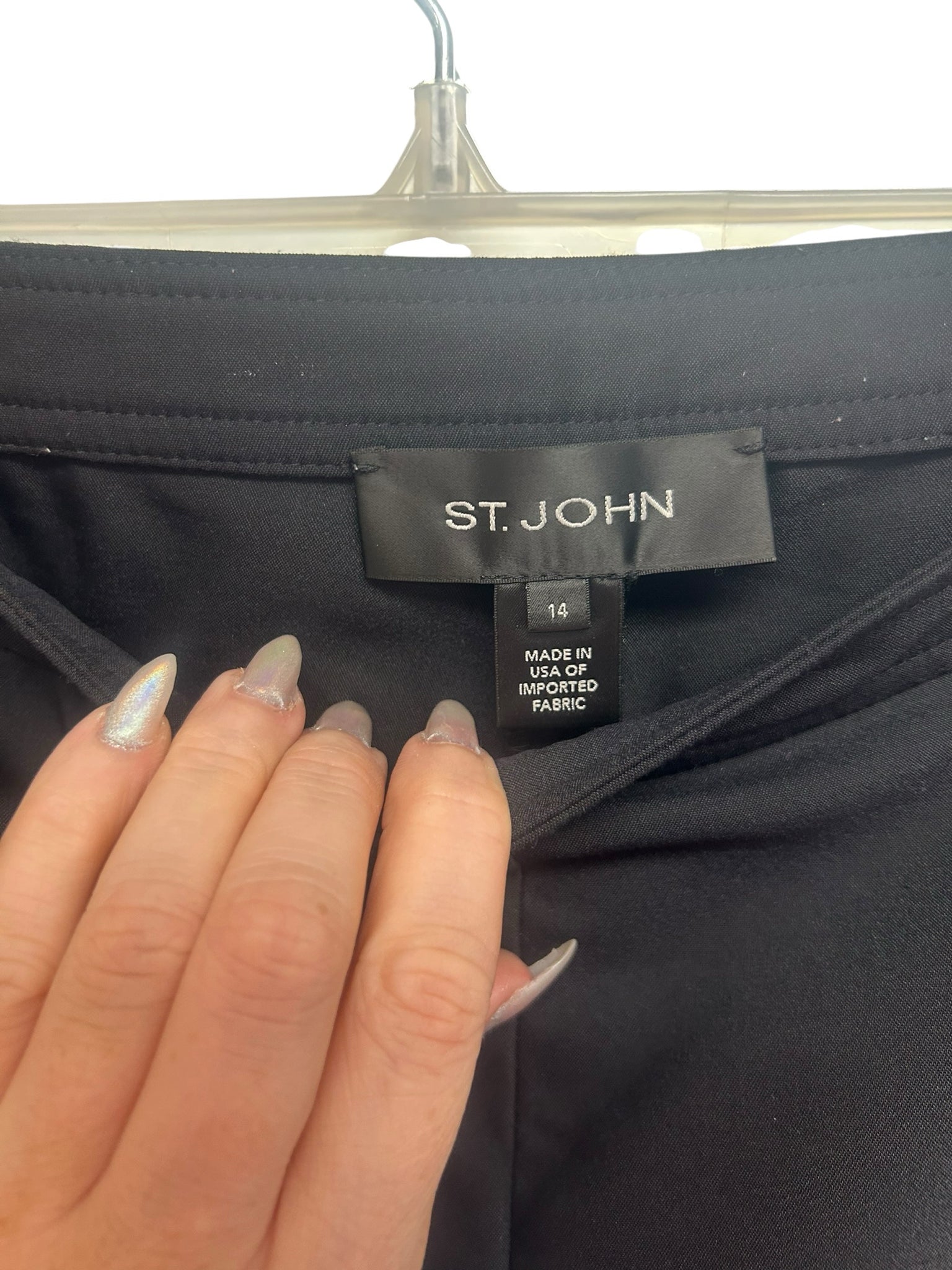 ST JOHN CAVIER BLACK MILANO SIDE ZIP ANKLE CROPPED PANTS SIZE 14