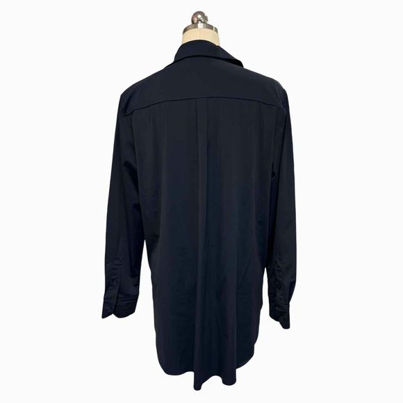 LYSSE SCHIFFER STRETCH NAVY TUNIC SHIRT SIZE L