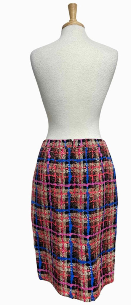 JCREW SILK ELECTRIC PLAID MULTI-COLOR SKIRT SIZE 8