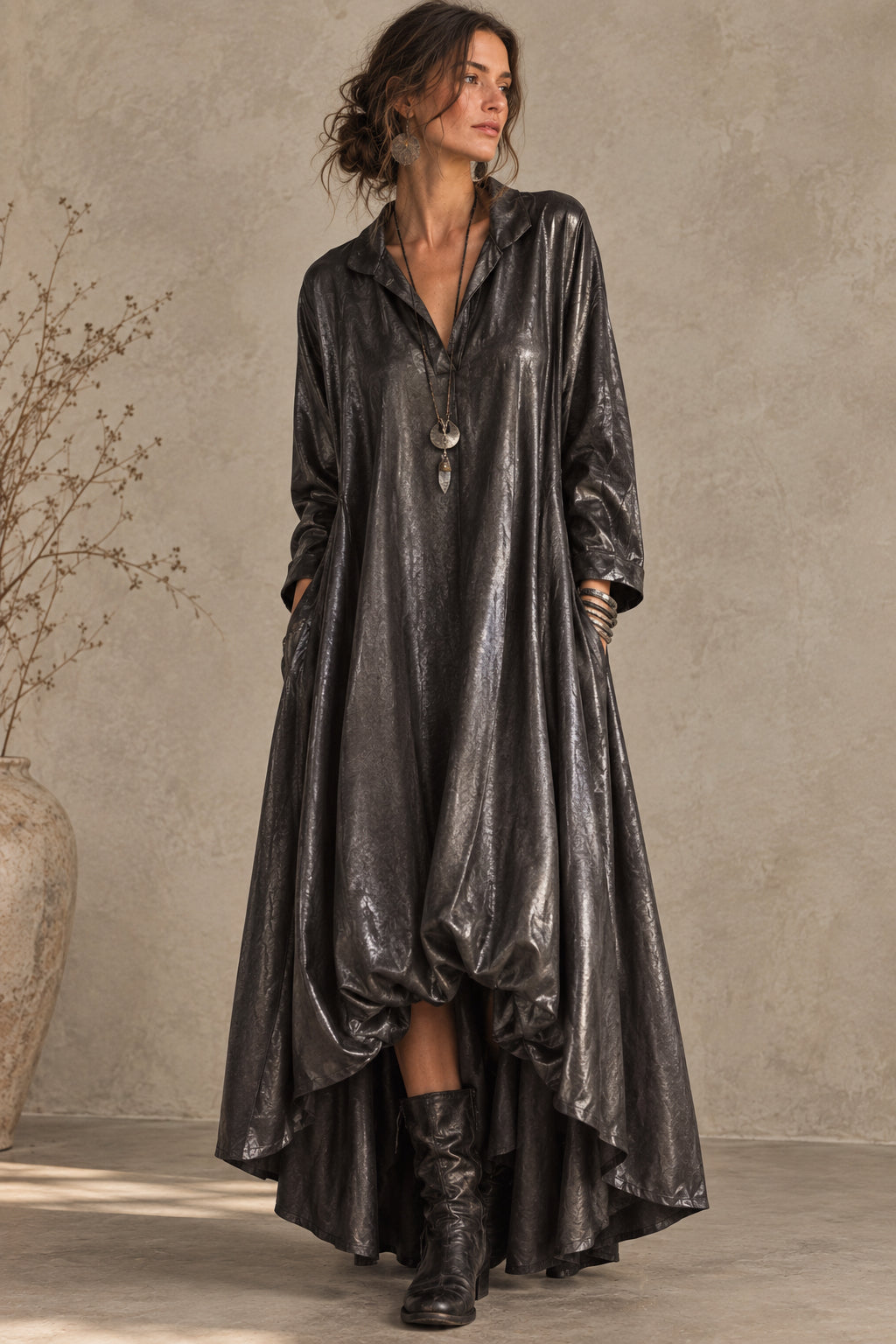 NWT KOZAN ART TO WEAR ARTEMIS FAUX LEATHER BLACK  DRESS SIZE XL