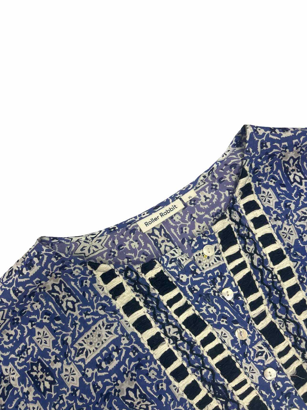 ROLLER RABBIT PRINT EMBRIDERY POM POM KAFTAN DRESS SIZE: XL