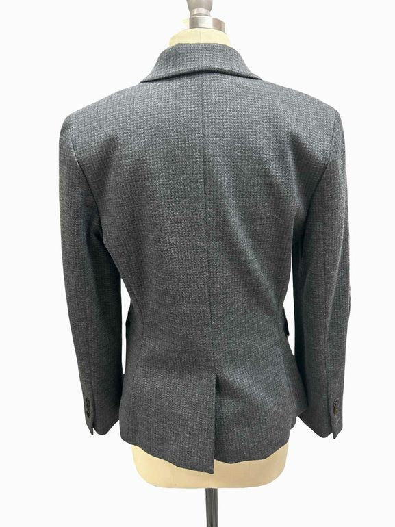 THEORY  CLASSIC SHRUNKEN HOUNDSTOOTH JERSEY BLAZER SIZE: 8
