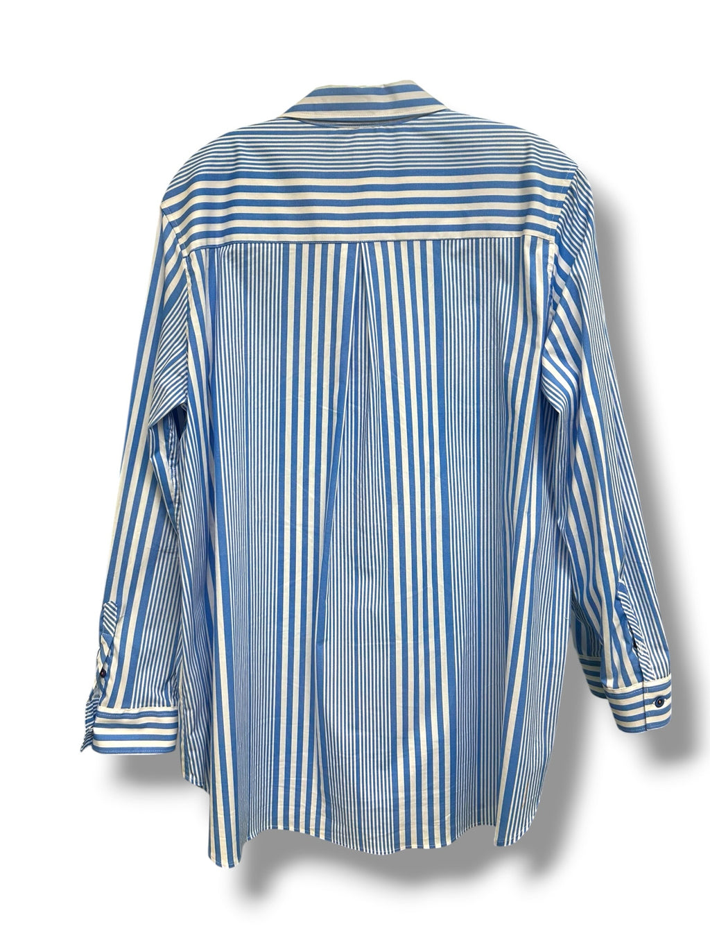 BARILOCHE SPAIN FIONA COTTON BLEND BLUE WHITE STRIPED BUTTON DOWN SIZE XL