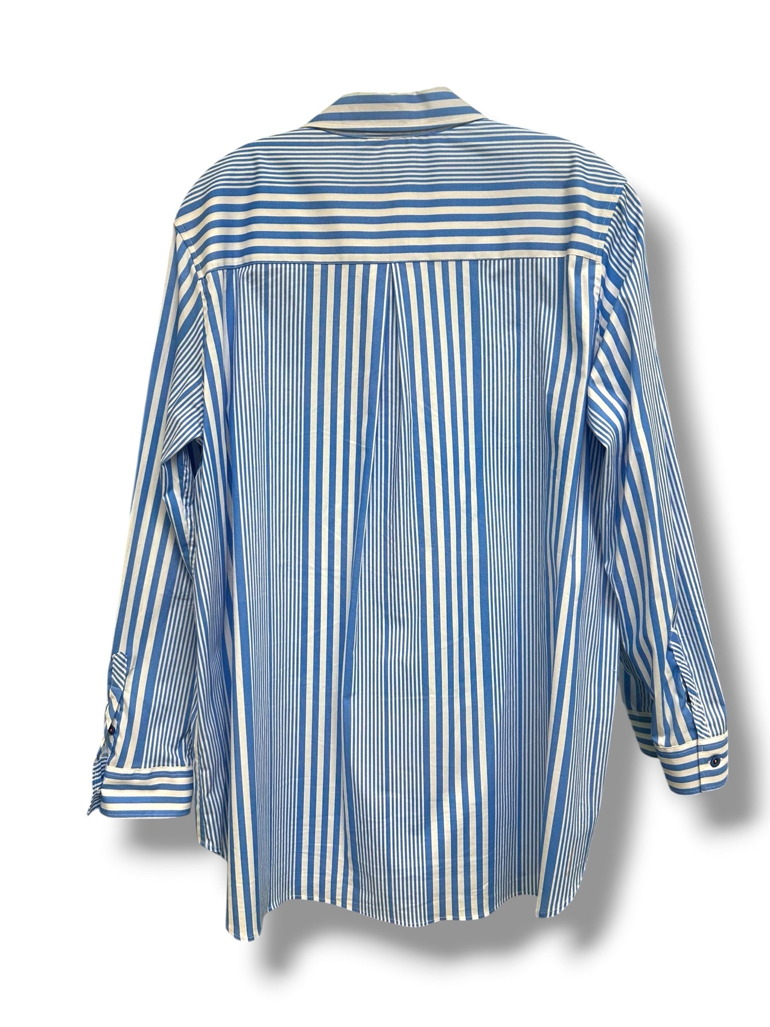 BARILOCHE SPAIN FIONA COTTON BLEND BLUE WHITE STRIPED BUTTON DOWN SIZE XL