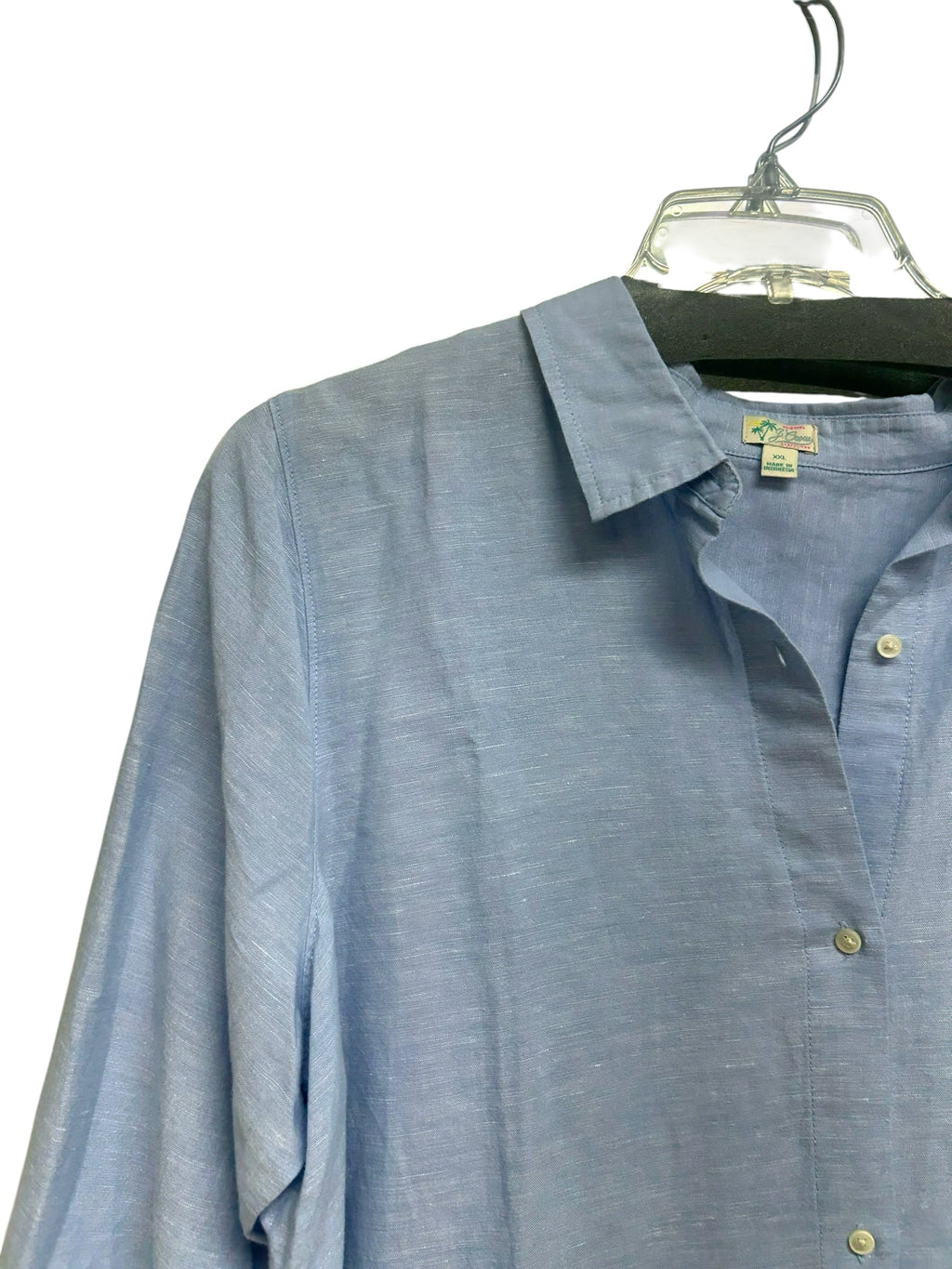 JCREW CLASSIC FIT BEACH SHIRT LIGHT BLUE IN LINEN COTTON BLEND SIZE XXL