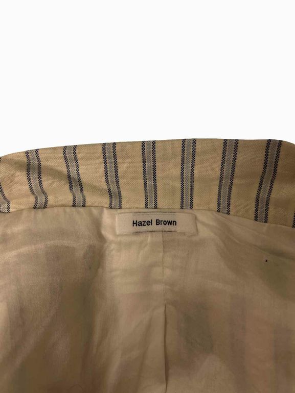 HAZEL BROWN 100% COTTON PINSTRIPE BLAZER SIZE: XS