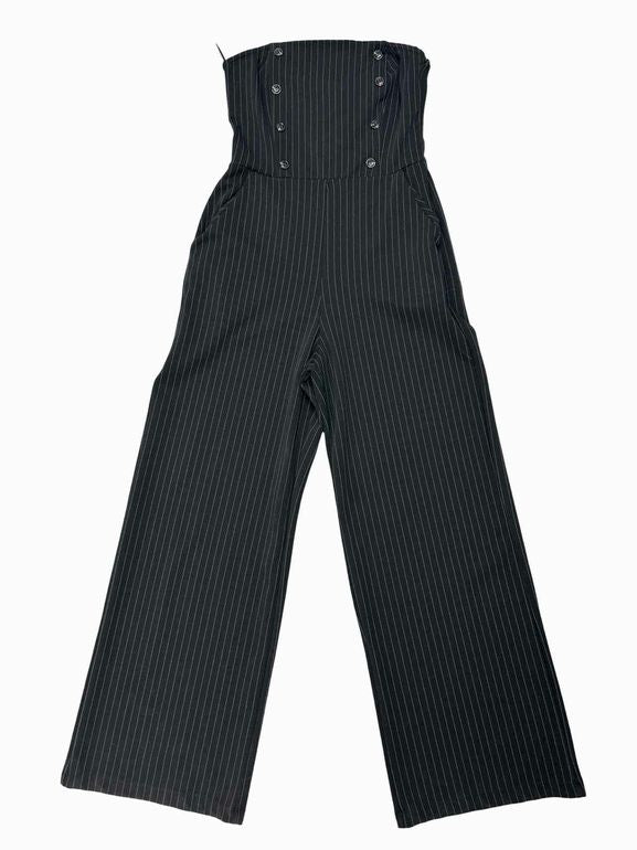 ANTHROPOLOGIE MAEVE PINSTRIPE STRAPLESS JUMPSUIT SIZE: 12