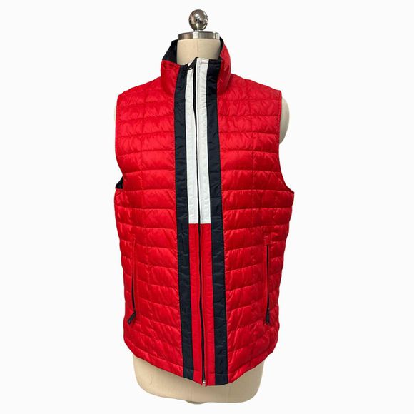 TOMMY HILFIGER QUILTED NYLON RED VEST SIZE S