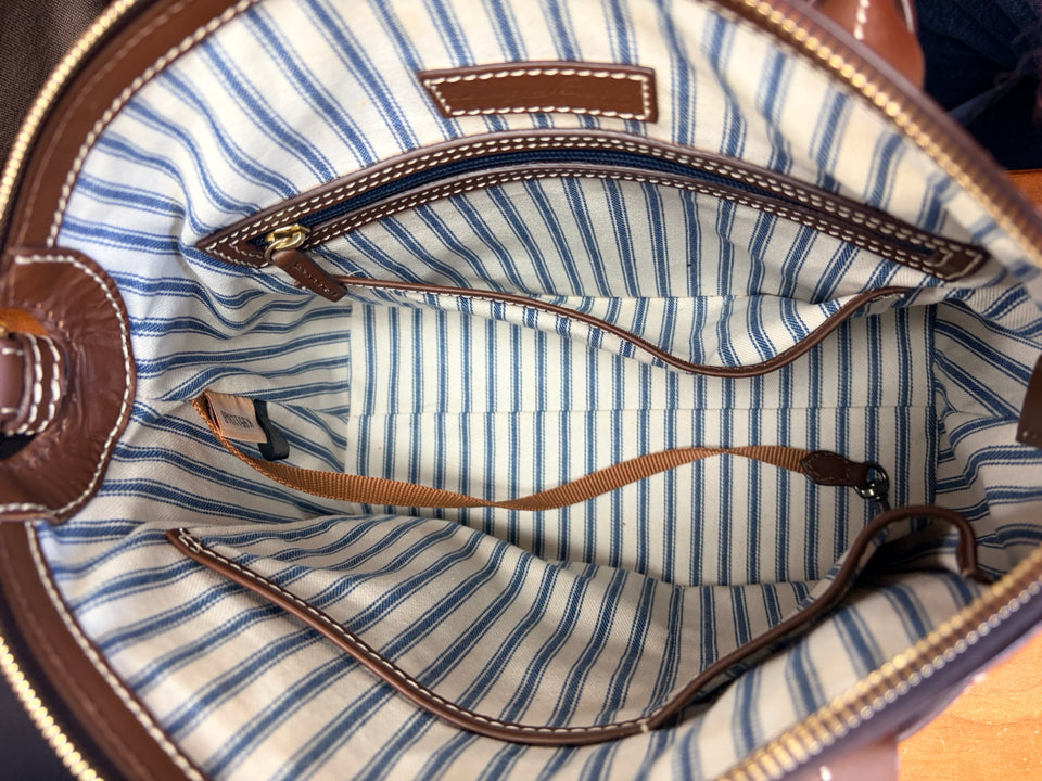DOONEY & BOURKE WOVEN LEATHER BEACON CROSSBODY SATCHEL