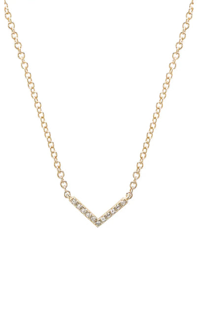 EFC  EMILY FAITH COLLECTION 14K MINI DIAMOND CHEVRON V PENDANT