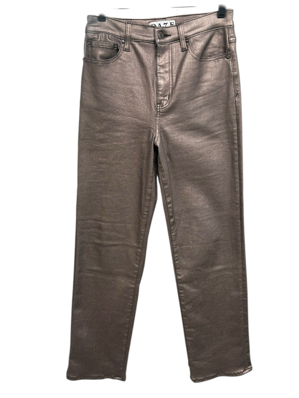 DAZE WOMEN'S SUNDAZE HIGH RISE COATED STRAIGHT LEG STRETCH PANTS SIZE 28