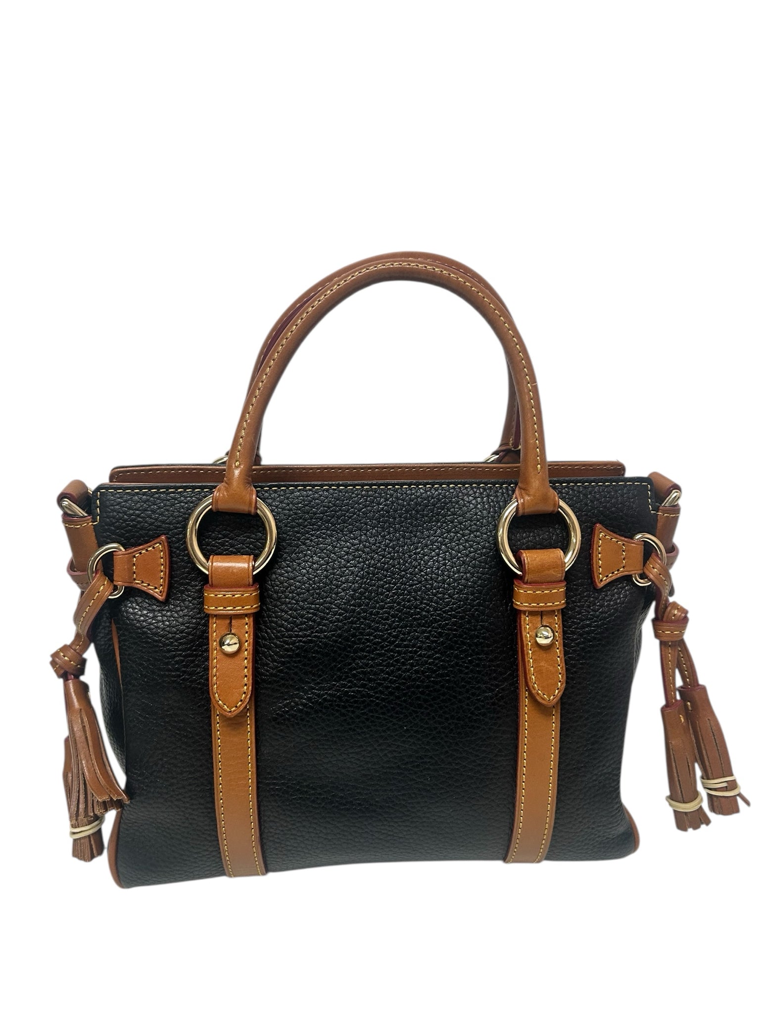 DOONEY AND BOURKE PEBBLE GRAIN BROWN BLACK MEDIUM SATCHEL