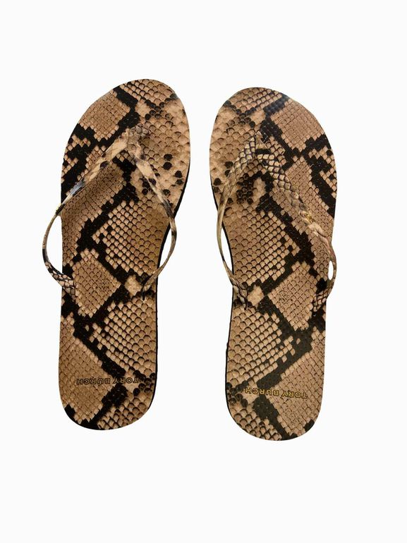 TORY BURCH NIB PRINTED LEATHER SNAKE SPRINT FLIP FLOP SIZE 10