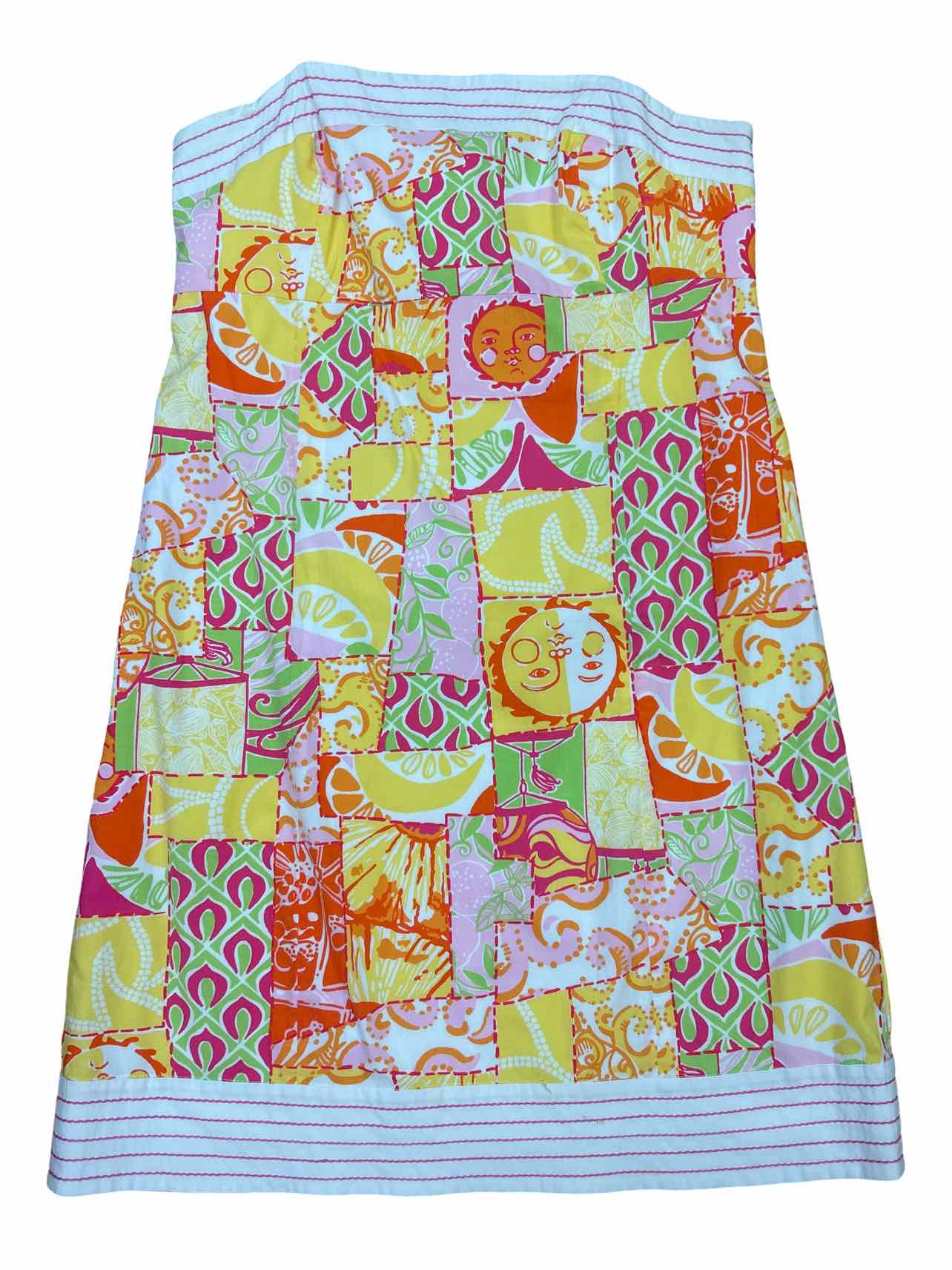 LILLY PULITZER BOWN STRAPLESS DRESS SUN PATCH HAPPIEST HOUR SIZE: 12 – WEARHOUSE CONSIGNMENT