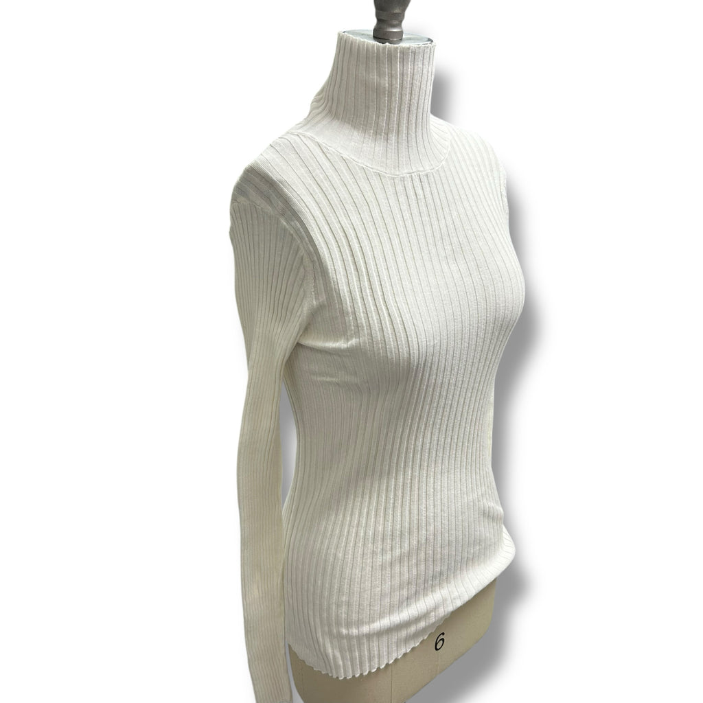 ANINE BING CLARE COTTON RIBBED TISSUE TURTLENECK SIZE MEDIUM