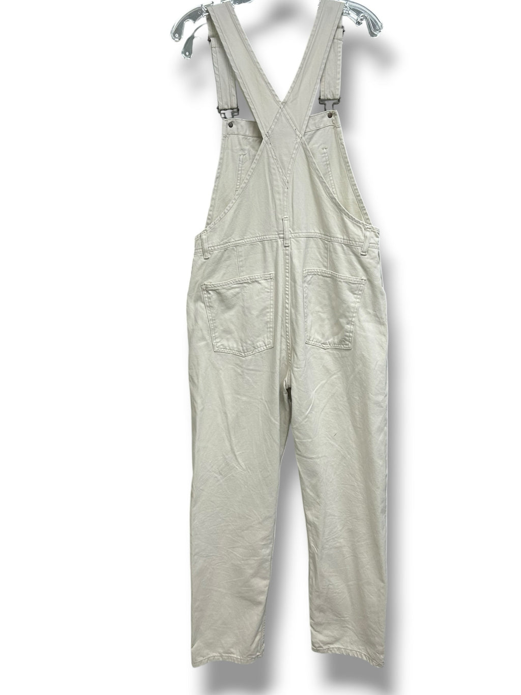 WE THE FREE ZIGGY DENIM OVERALLS IN OPTIC WHITE SIZE SMALL
