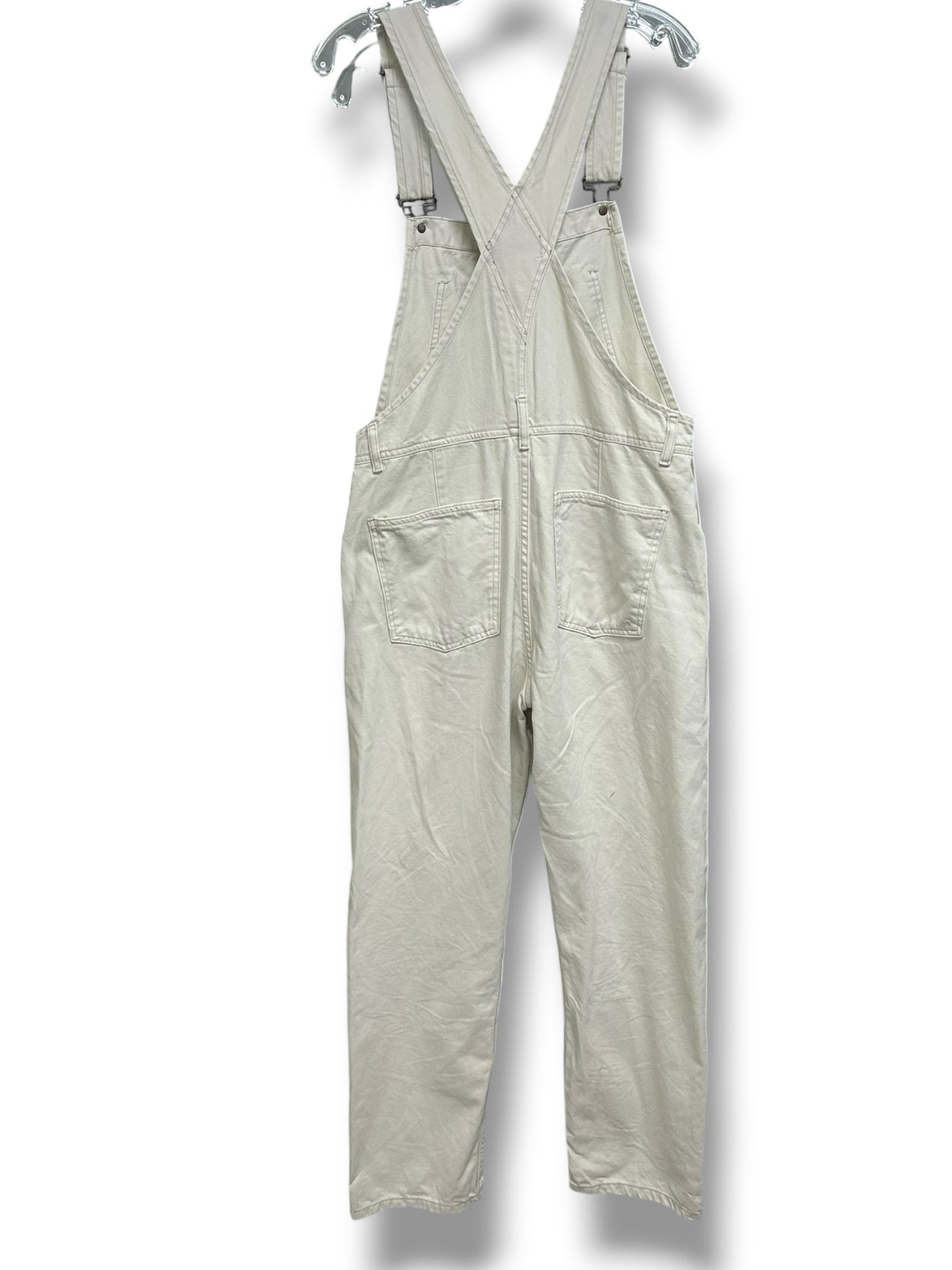 WE THE FREE ZIGGY DENIM OVERALLS IN OPTIC WHITE SIZE SMALL