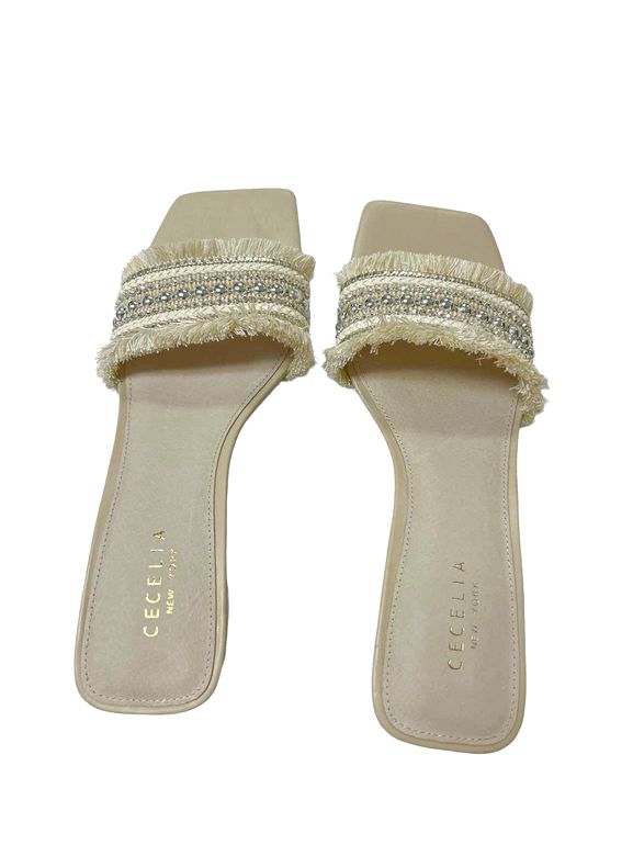 CECELIA NEW YORK NWOB! CINDER SQUARE TOE SANDAL IVORY 8.5