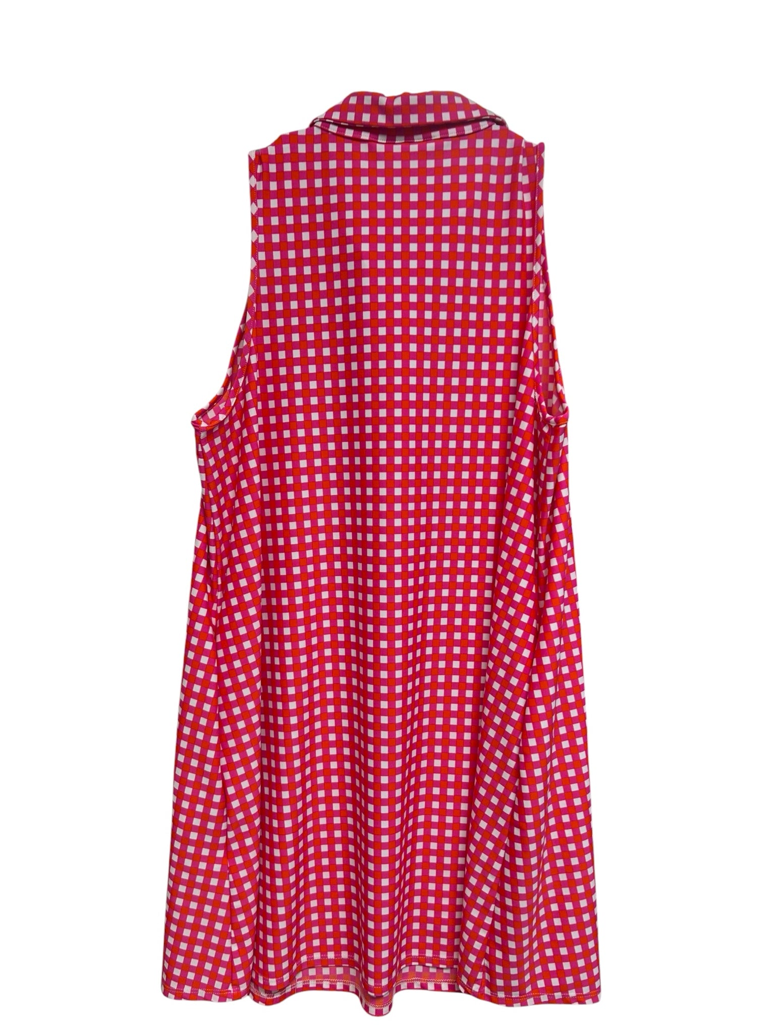 JUDE CONNALLY PINK ORANGE SPRING GINGHAM COLLARED TANK MINI DRESS SIZE LARGE