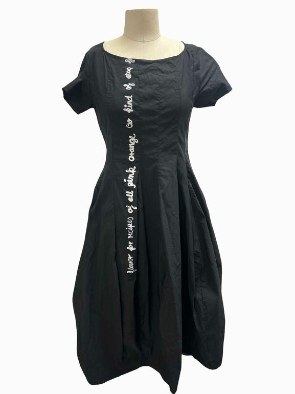 RUNDHOLZ Black Label Fit and Flare Stretch Dress with Pigment Print SIZE: XS