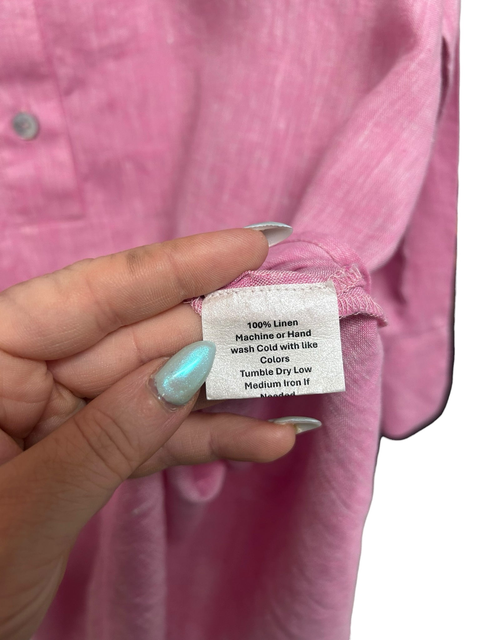 SARA CAMPBELL PINK LINEN SPLIT HEM POPOVER BLOUSE SIZE XL