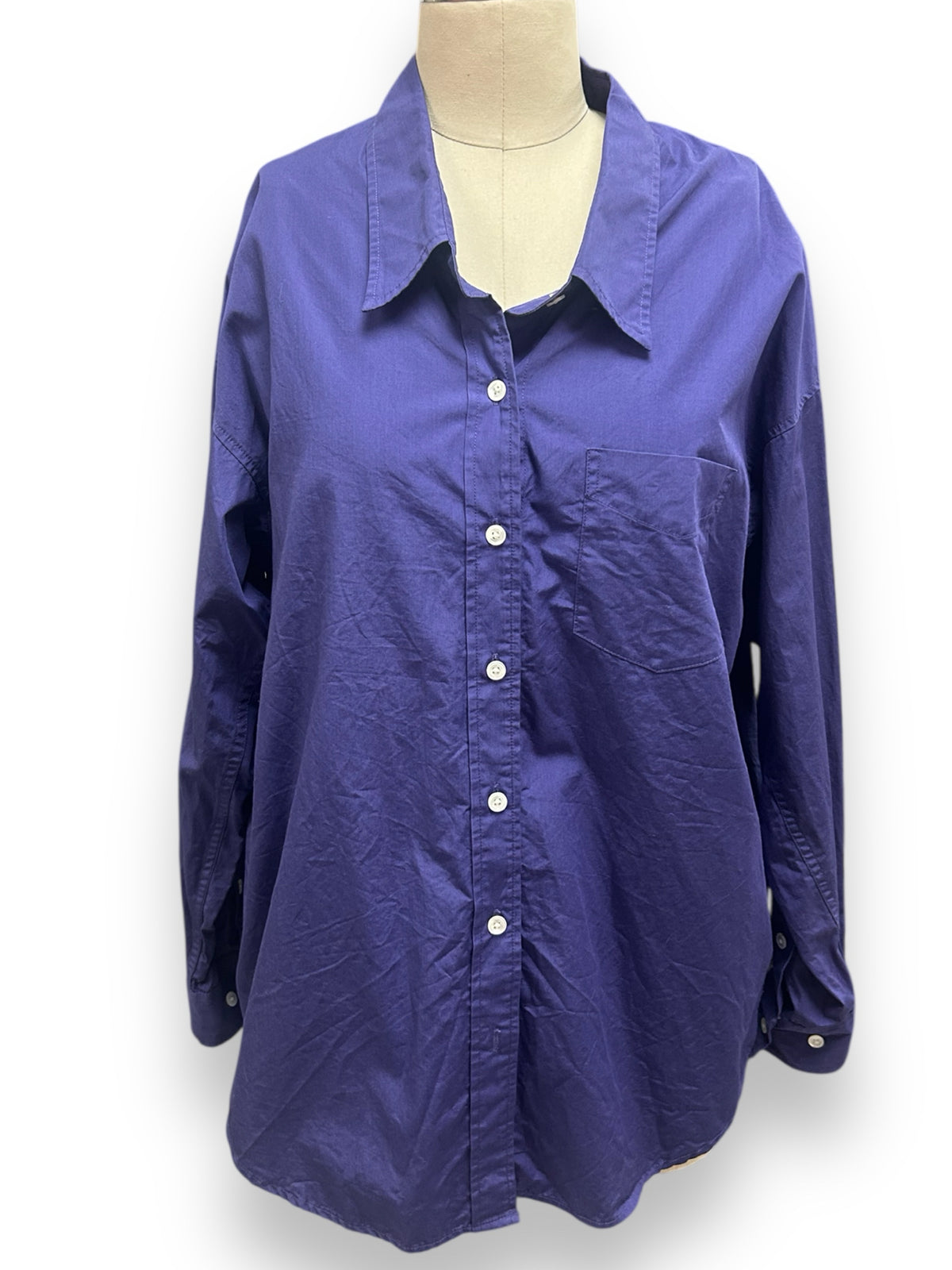 ARITZIA WILFRED FREE OVERSIZE PURPLE BUTTON UP SIZE SMALL