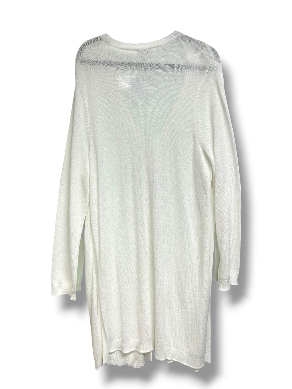 NWT J.JILL BUTTON FRONT WHITE LINEN COTTON LONG LENGTH CARDIGAN SIZE 2X