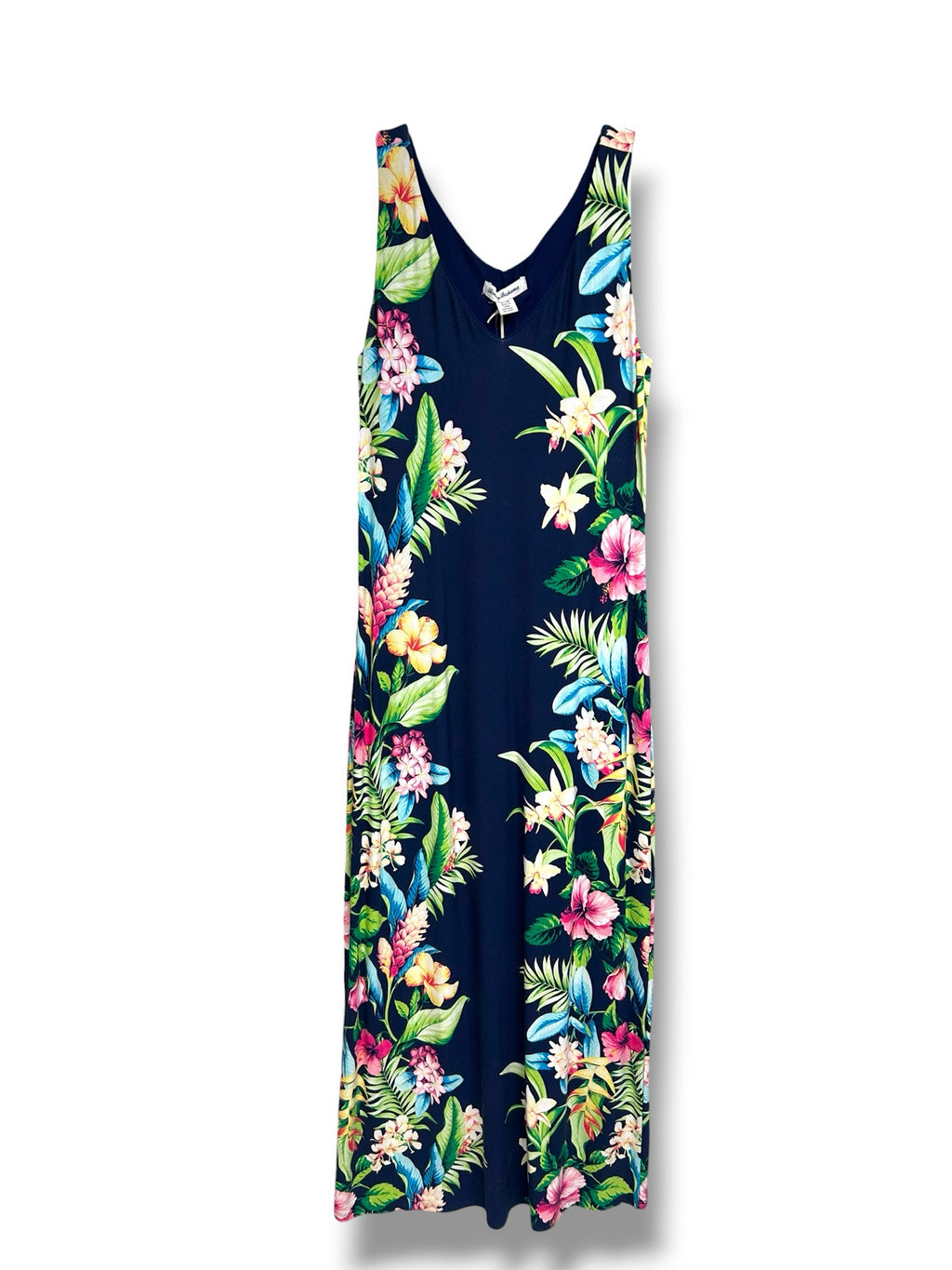 NWT TOMMY BAHAMA NAVY FLORAL LONG MAXI TANK JERSEY DRESS SIZE MEDIUM