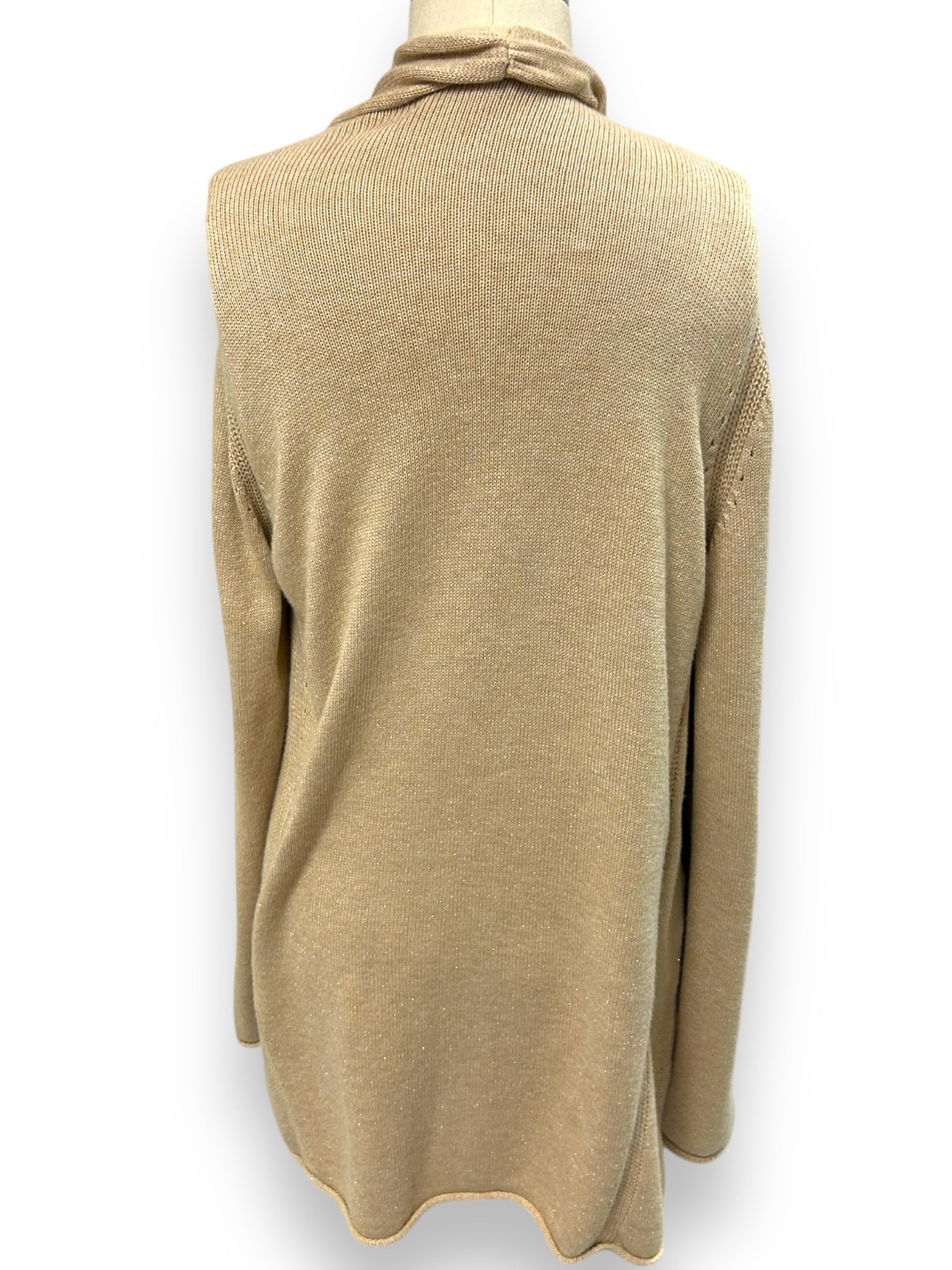 LILLY PULITZER CASHMERE BLEND GOLD METALLIC OPEN CARDIGAN SIZE XL
