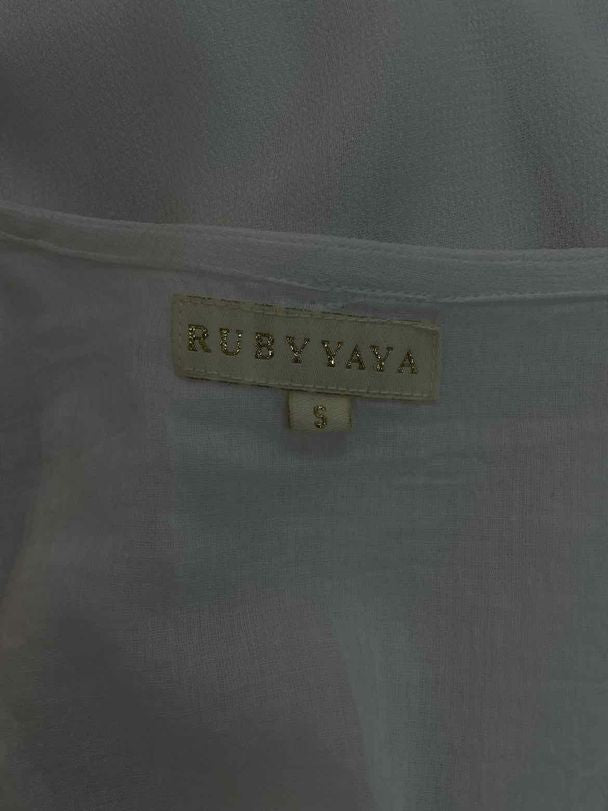 RUBY YAYA ALICANTE SEQUIN EMBELLISHED WHITE/BLACK TUNIC TOP SIZE S