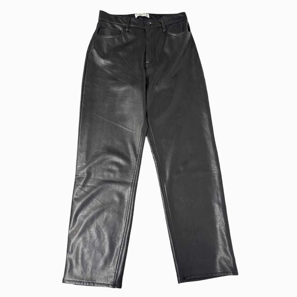 FITCH FAUX LEATHER 90S STRAIGHT BLACK PANT LONG INSEAM SIZE 10L