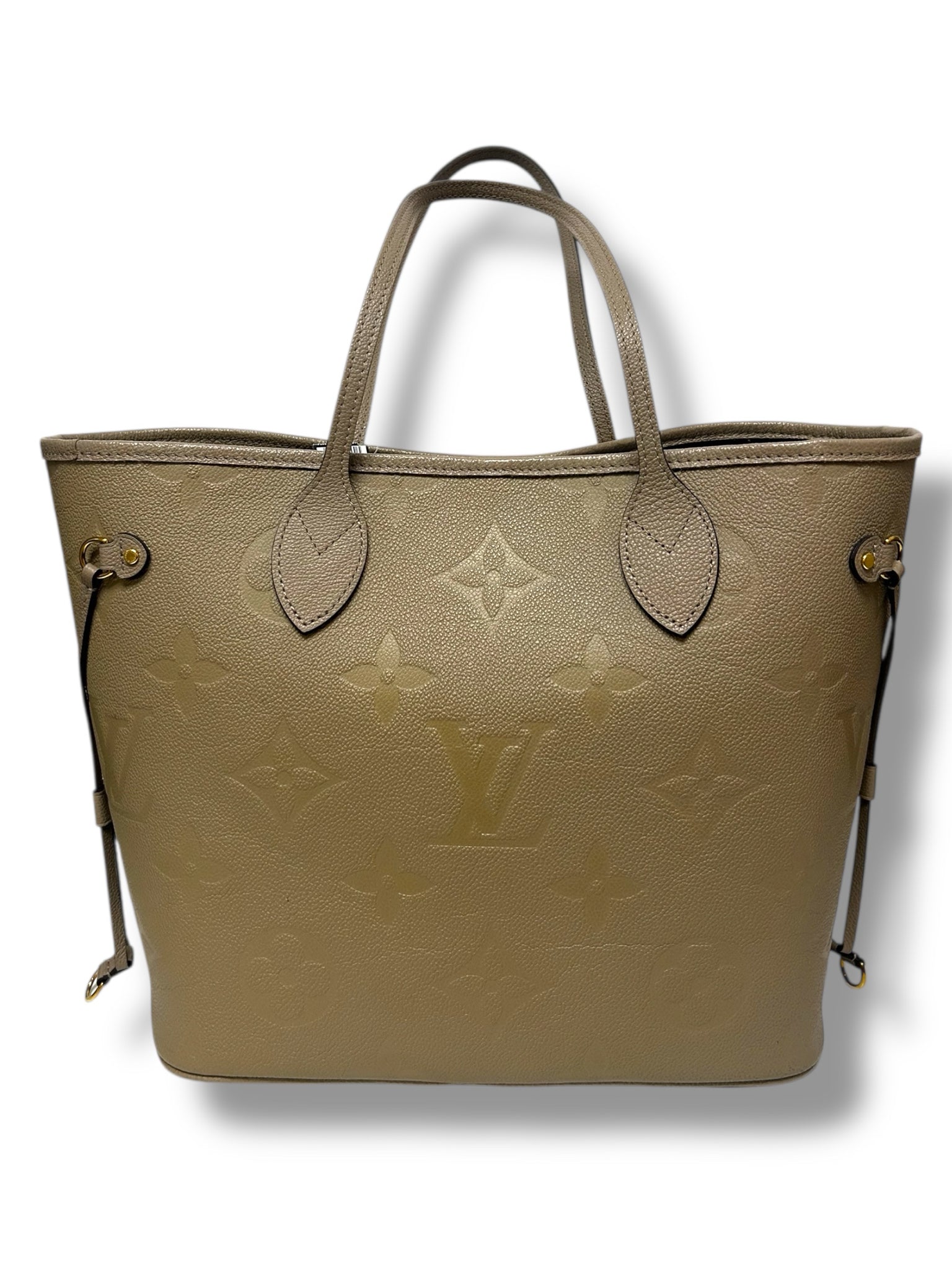 LOUIS VUITTON NEVERFULL MM TURTLEDOVE MONOGRAM EMPREINTE LEATHER WITH POUCH