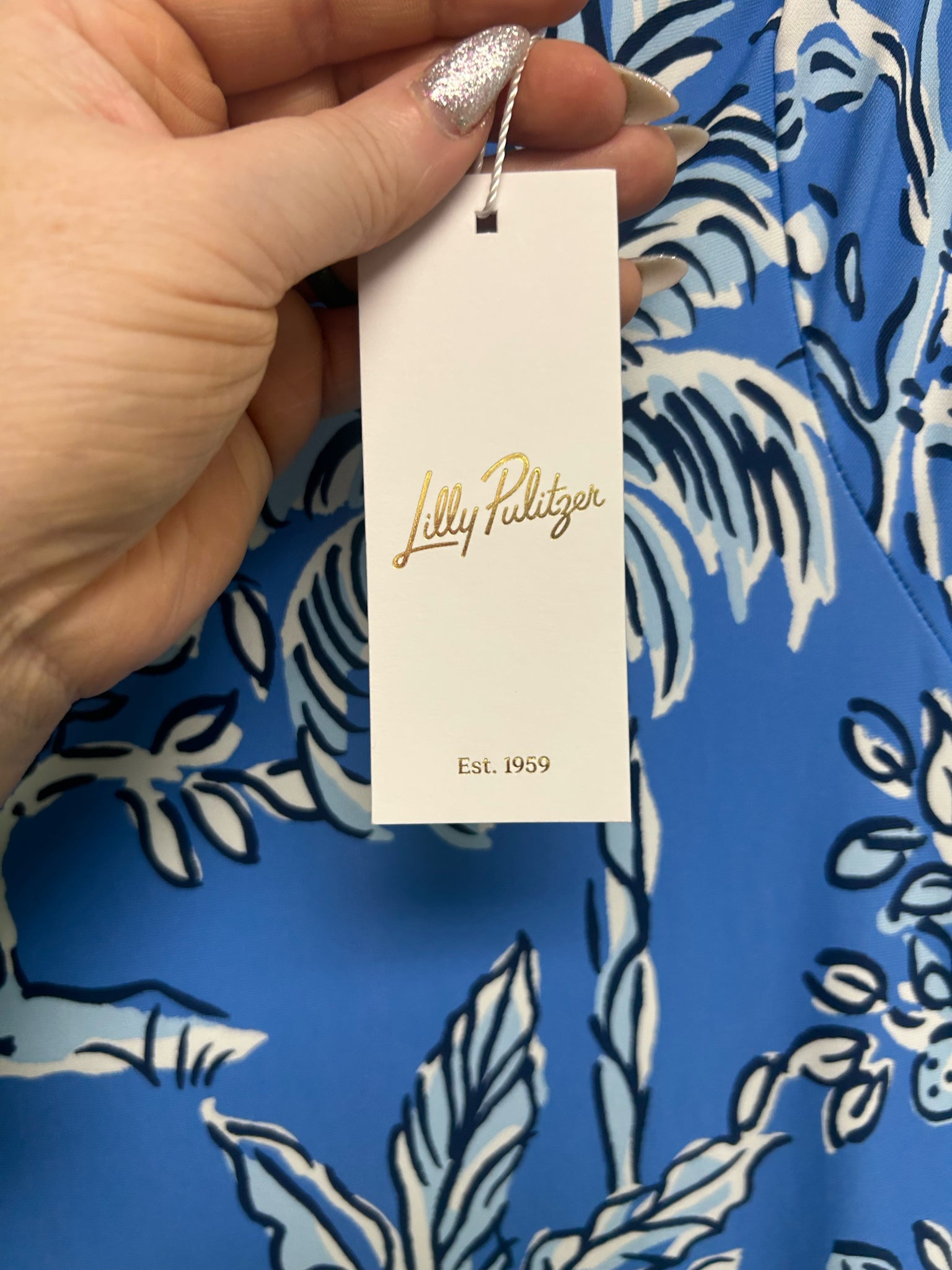 NWT LILLY PULITZER SERLINA UPF 50+ MAXI CHILLY LILLY PATTERN BLUE SIZE SMALL