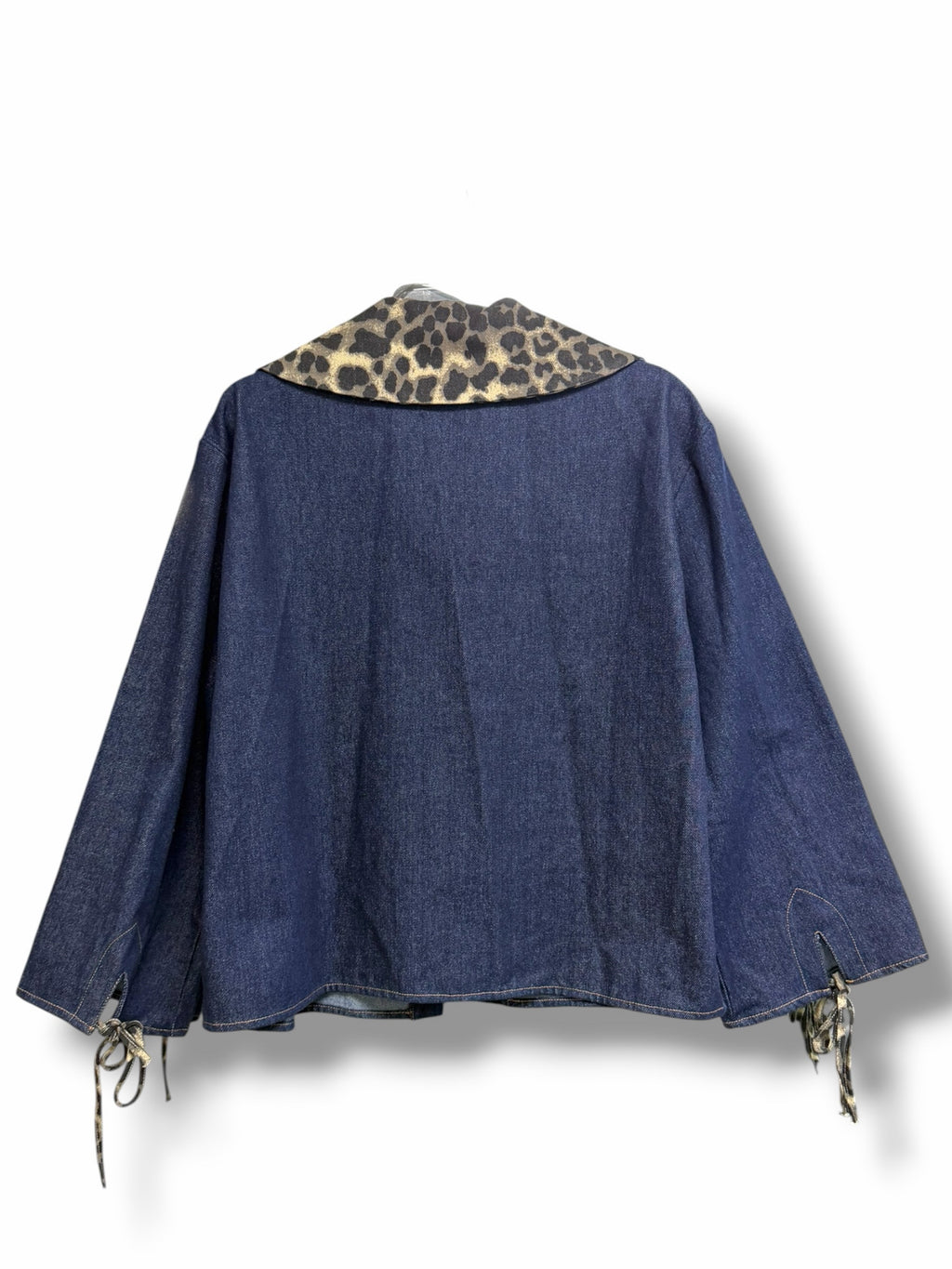 ANTHROPOLOGIE MAEVE LEOPARD COLLAR DENIM BOXY JACKET ONE SIZE