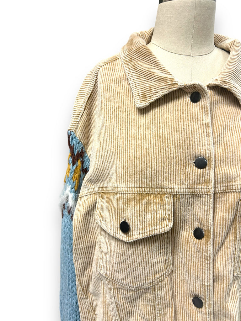 ANTHROPOLOGIE POL NWT! CORDUROY SWEATER SLV SHACKET SIZE LARGE