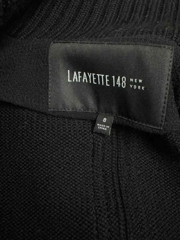 LAFAYETTE 148 FLORI WOOL SHAWL COLLAR MIX MEDIA BLACK BLAZER SIZE 8