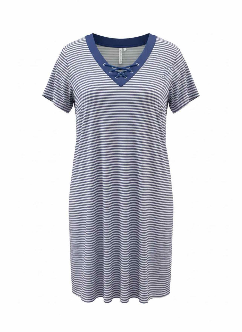 LILLA P SS V-NECK LACE-UP DRESS SIZE: L