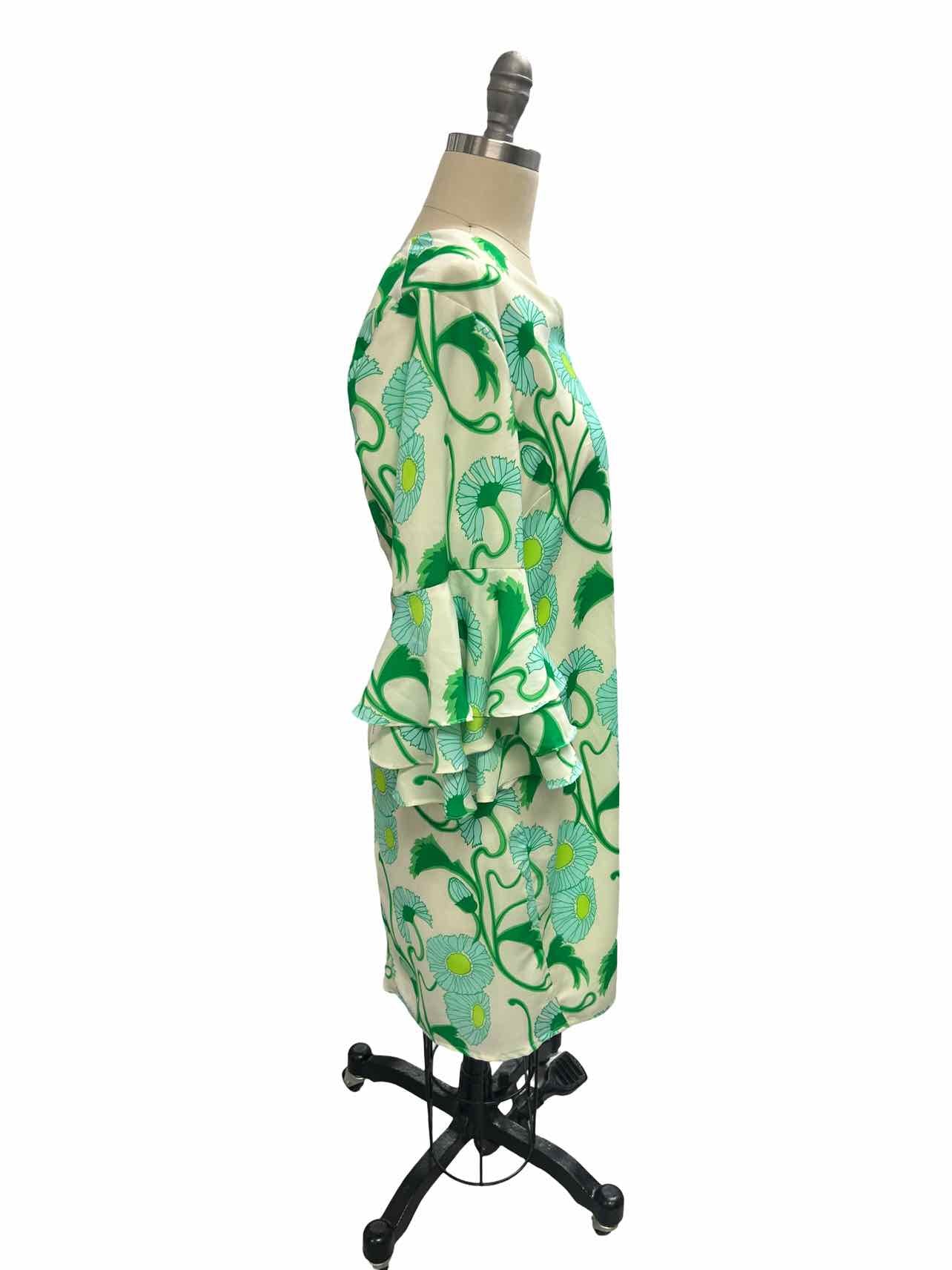 JULIE BROWN NEW! GREEN FLORAL DRESS SIZE: 8  WEARHOUSE CONSIGNMENT
