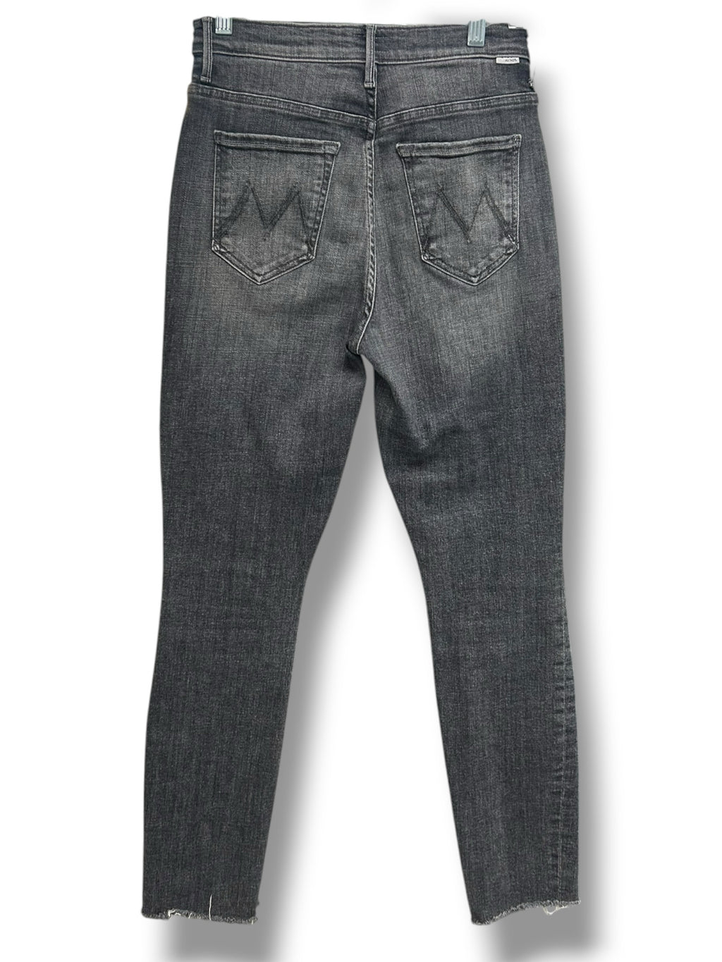 MOTHER THE SUPER SWOONER IN OPEN LATE CHARCOAL BLACK FRAY HEM JEANS SIZE 27