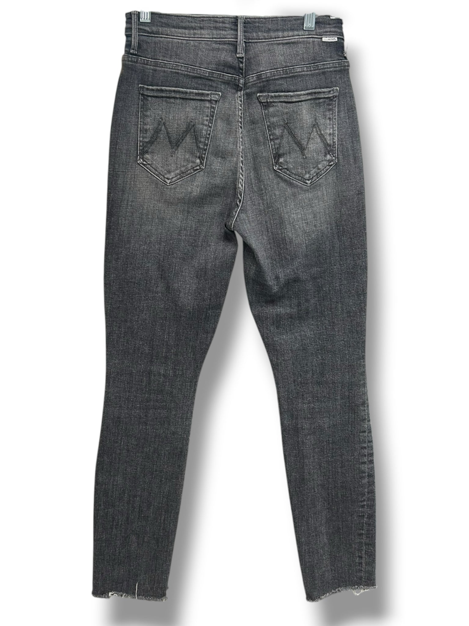 MOTHER THE SUPER SWOONER IN OPEN LATE CHARCOAL BLACK FRAY HEM JEANS SIZE 27