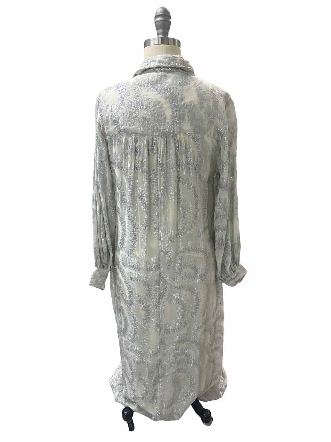 ANTHROPOLOGIE NWT! LONG SLEEVE LUREX MAXI SHIRT DRESS SIZE: XS