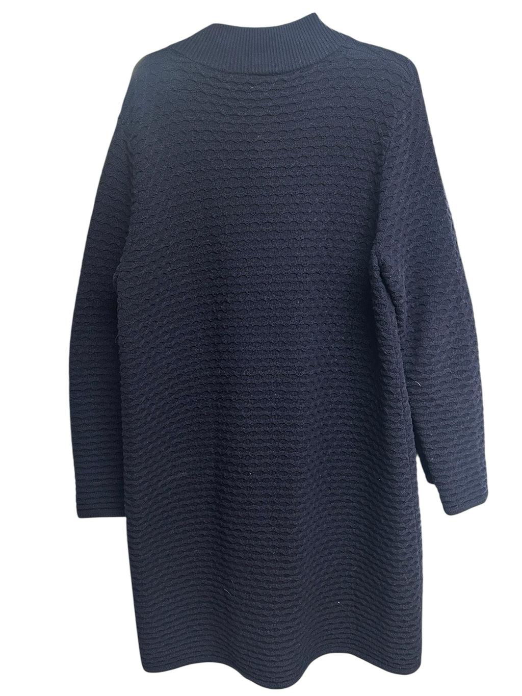 STS SAIL TO SABLE WOOL HONEYCOMB NAVY CABLE KNIT LONG CARDIGAN SIZE XXL